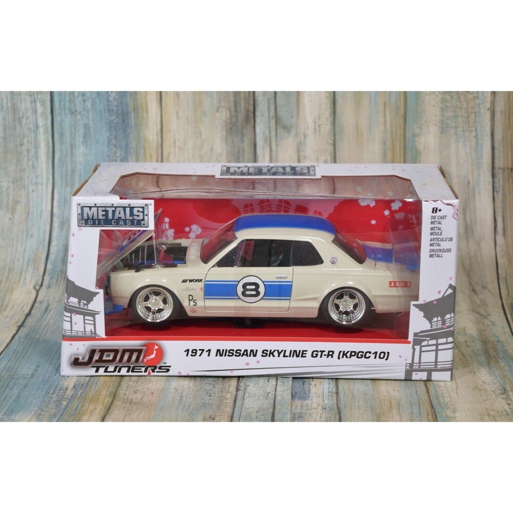 Jada 1971 Nissan Skyline GT-R 1:24 Model Car KPGC10 JDM Tuners Tan/Blue